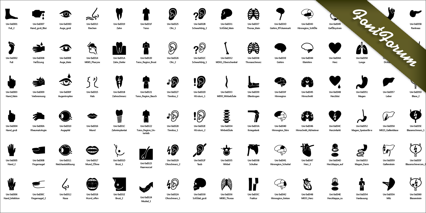 Пример шрифта Medical Icons Regular